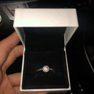 Rose gold halo pandora ring